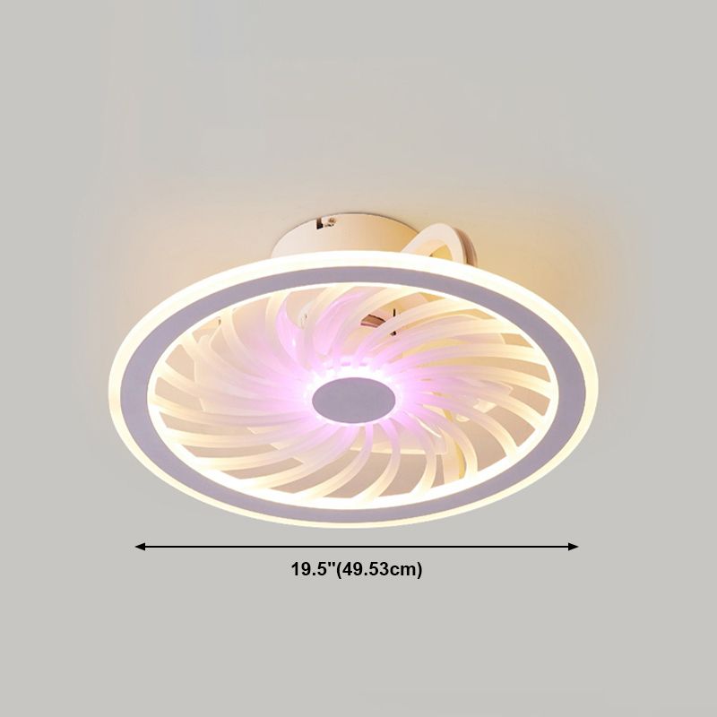 Weiße Kreis Deckenventilator Lampe Minimalistische Acryl -LED Semi Flush Mount Deckenleuchte