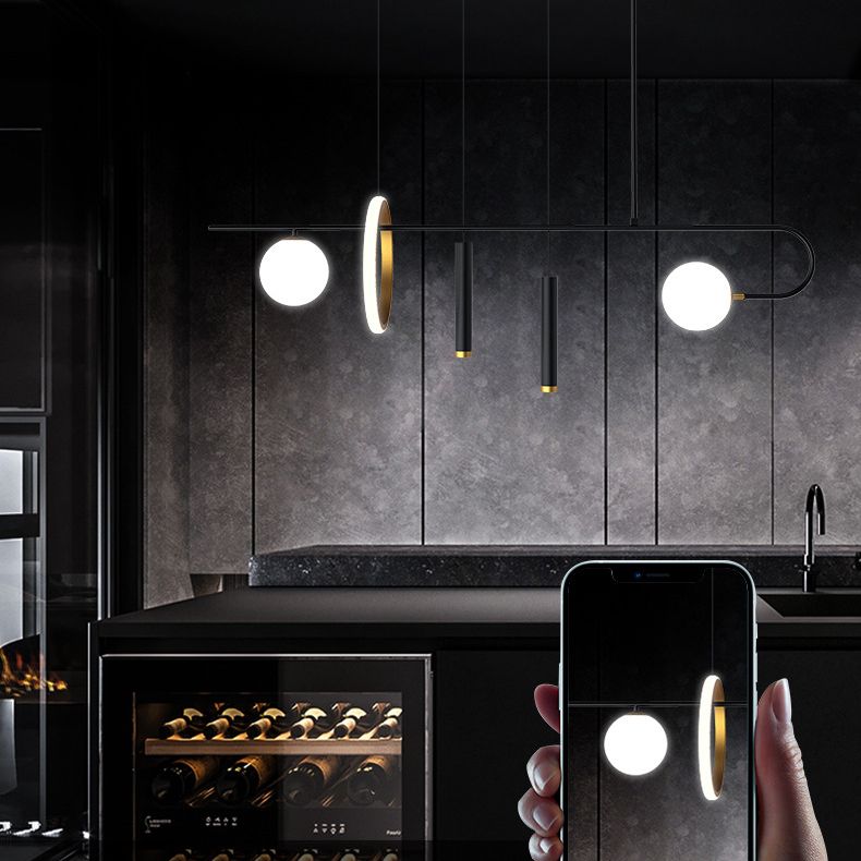 Modernism 5-Light Black Ceiling Light Metal Kitchen Island Lighting