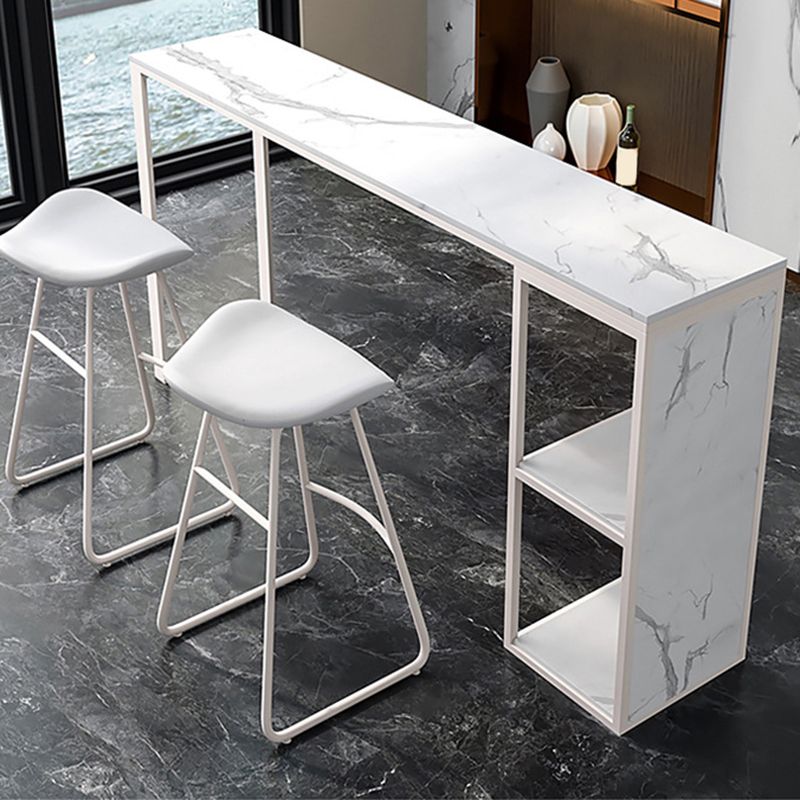 Rectangular Bar Height Table Faux Marble Top Bistro Pub Table for Patio Use