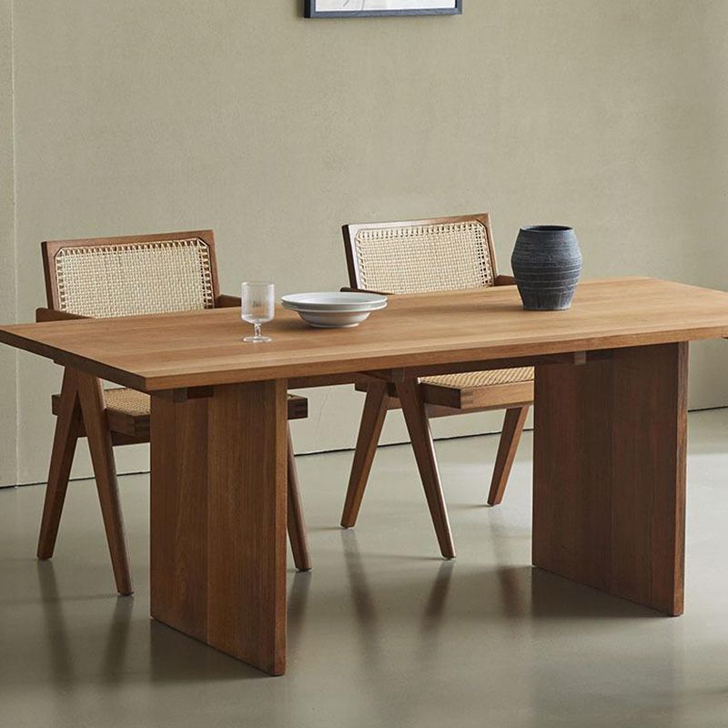 1/3/4/5 Pieces Rectangle Dining Set Solid Wood Dining Table with Wooden Chairs