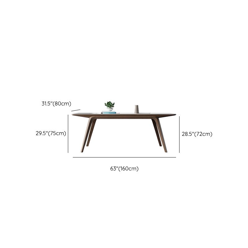 Medieval Modern Sintered Stone Table Rectangle Table with Wooden 4 Legs