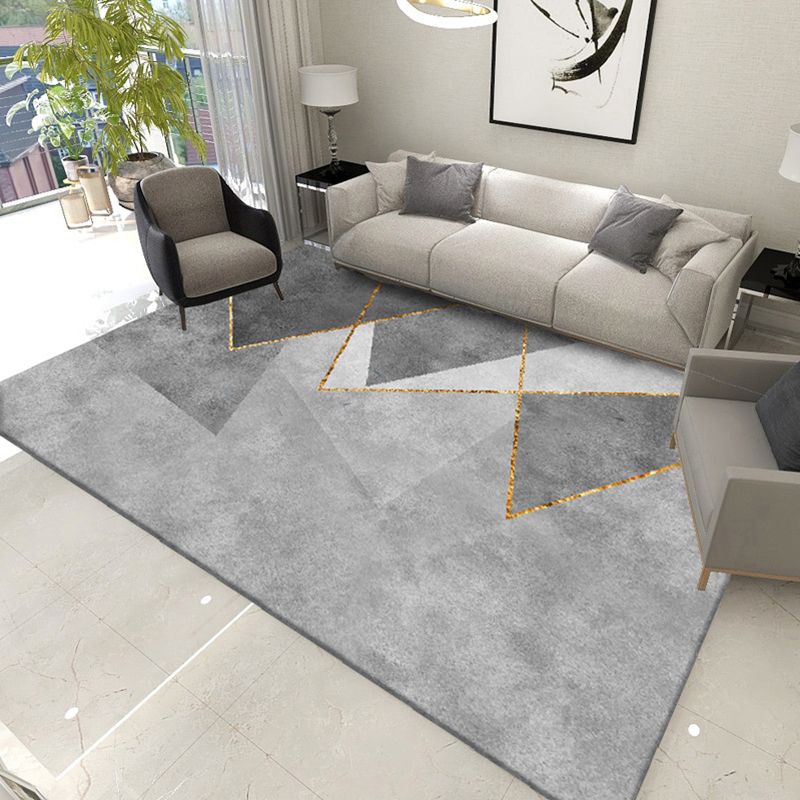 Modern Geometric Indoor Rug Patchwork Polyester Non-Slip Backing Area Carpet for Living Room