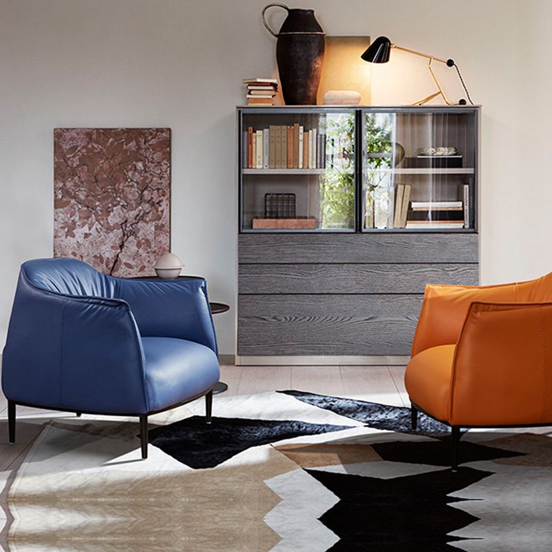 Contemporary PU Leather Arms Included with Black Legs Flared Arms Accent Armchair