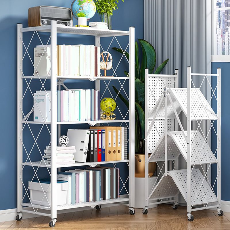 Modern Metal Bookcase Geometric Bookshelf for Living Room, 28" L X 14.5" W