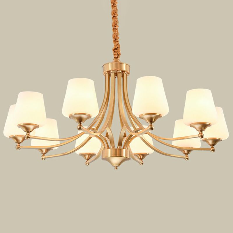 Goldene Knospen Suspension leicht rustikales Cremeglas Wohnzimmer Kronleuchter Anhänger Licht