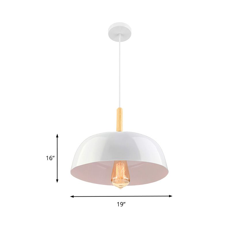 Lámpara de techo de tazón Estilo simple 1 Luz de colgante colgante negro/blanco para comedor para comedor, 12.5 "/19" de ancho