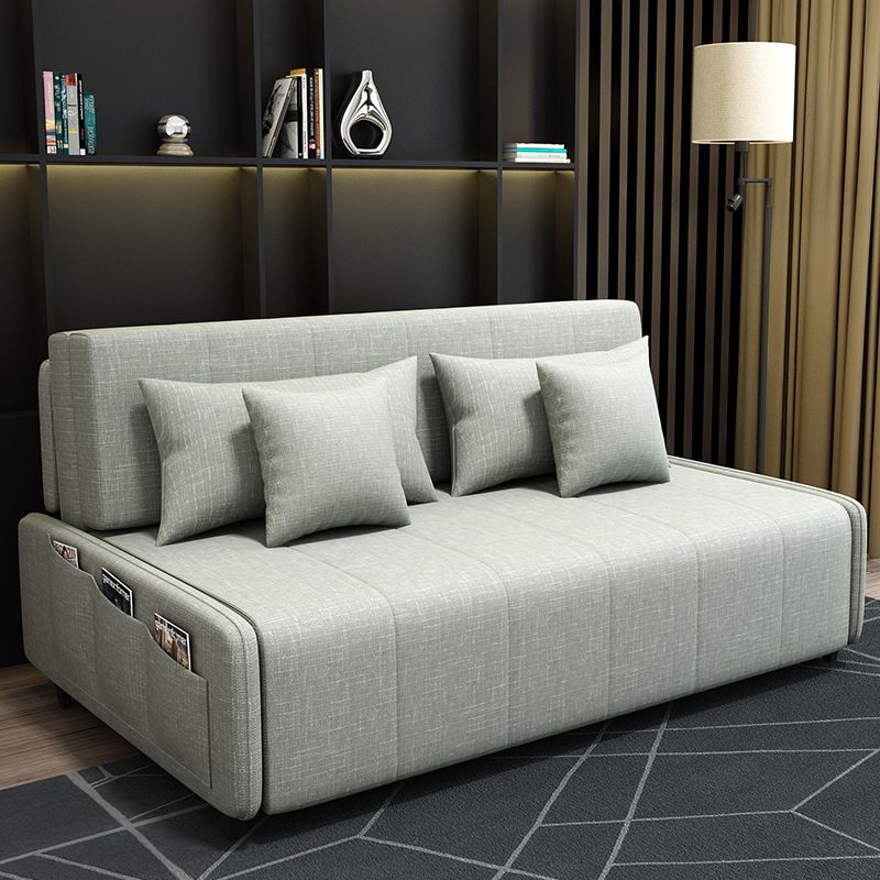 Linen Sleeper Sofa 39.37" Wide Blue Foldable Armless Sofa Bed