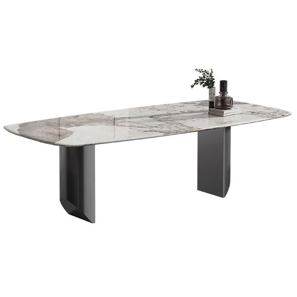 Metalen eigentijdse rechthoekige tafel Gesinterde stenen binnentafel voor eetkamer