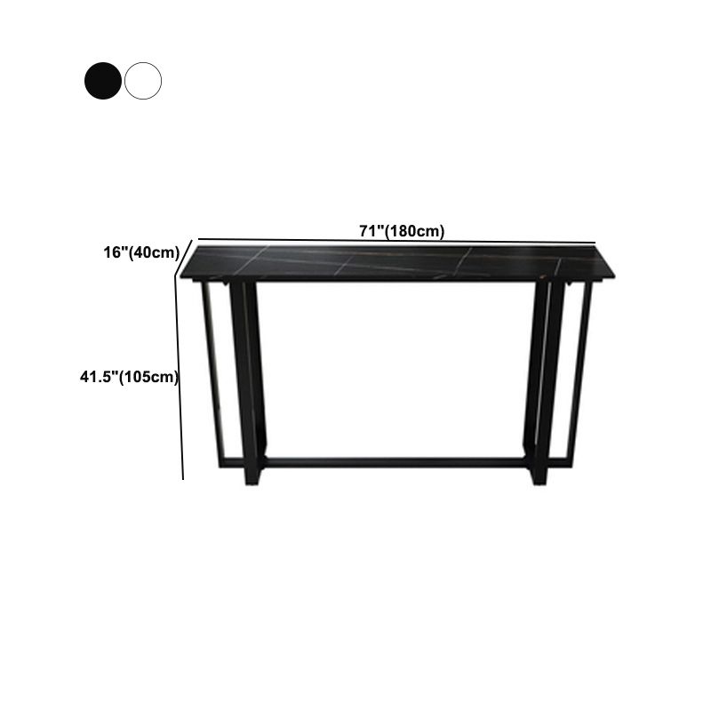 Rectangle Sintered Stone Bar Table Black and Metal Base Pub Table