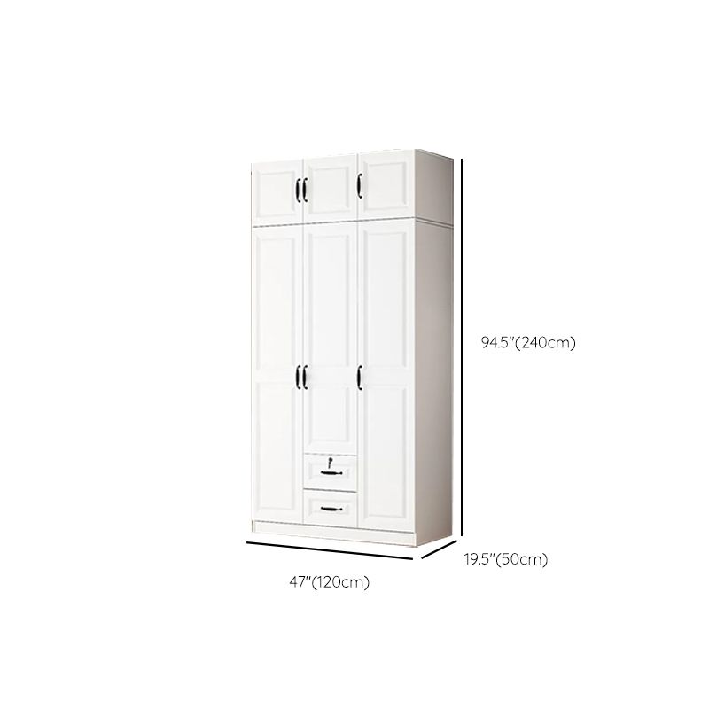 Hinged Wardrobe Cabinet White Wardrobe Armoire with Shelves for Home