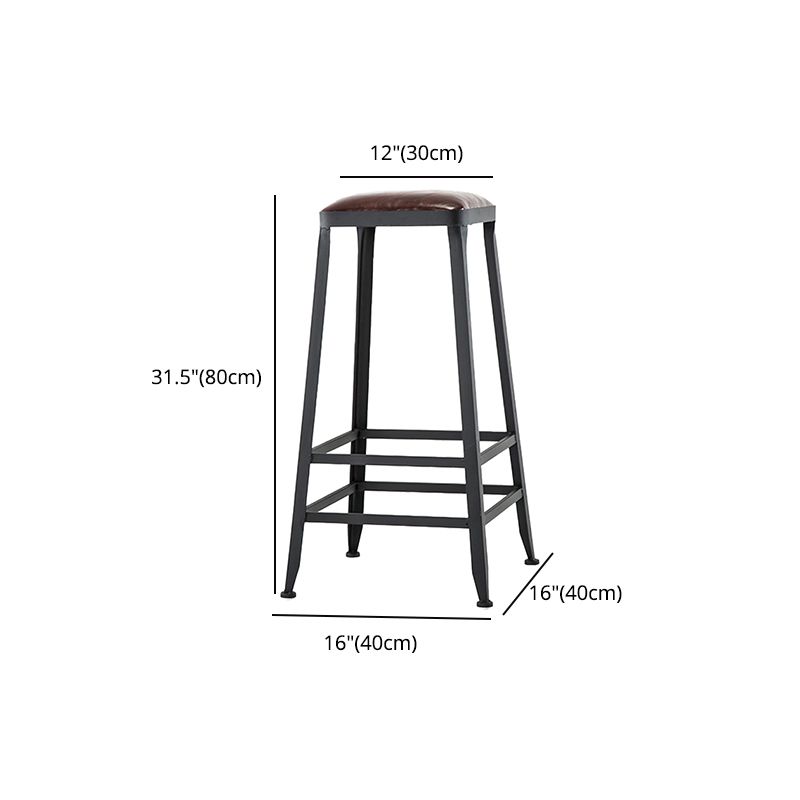 Industrial Leather Bar and Counter Stool Square Stool with 4 Legs