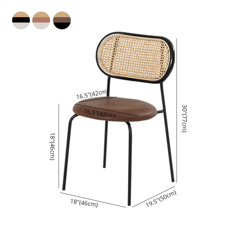 Silla sin brazos contemporánea, silla con respaldo abierto curvado de cuero con acabado mate para patio