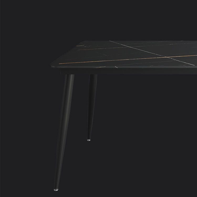 Industrial Sintered Stone Esstisch 4 Beine Metallic Basis Rechtecktisch für Zuhause
