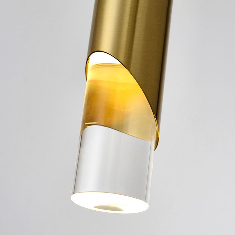 Modern Luxury Cylindrical Pendant Light Aluminium Indoor Hanging Light with Clear Acrylic Shade