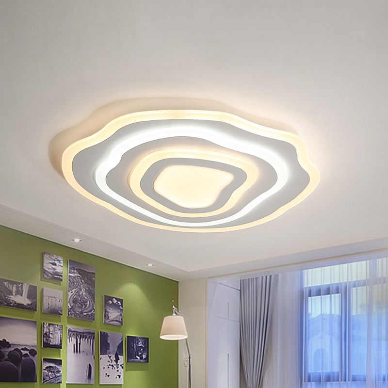 Ultra Thin Acrylic Ripple Ceiling Lamp 19.5"/23.5" W Simple White LED Flush Lighting in Warm/White Light