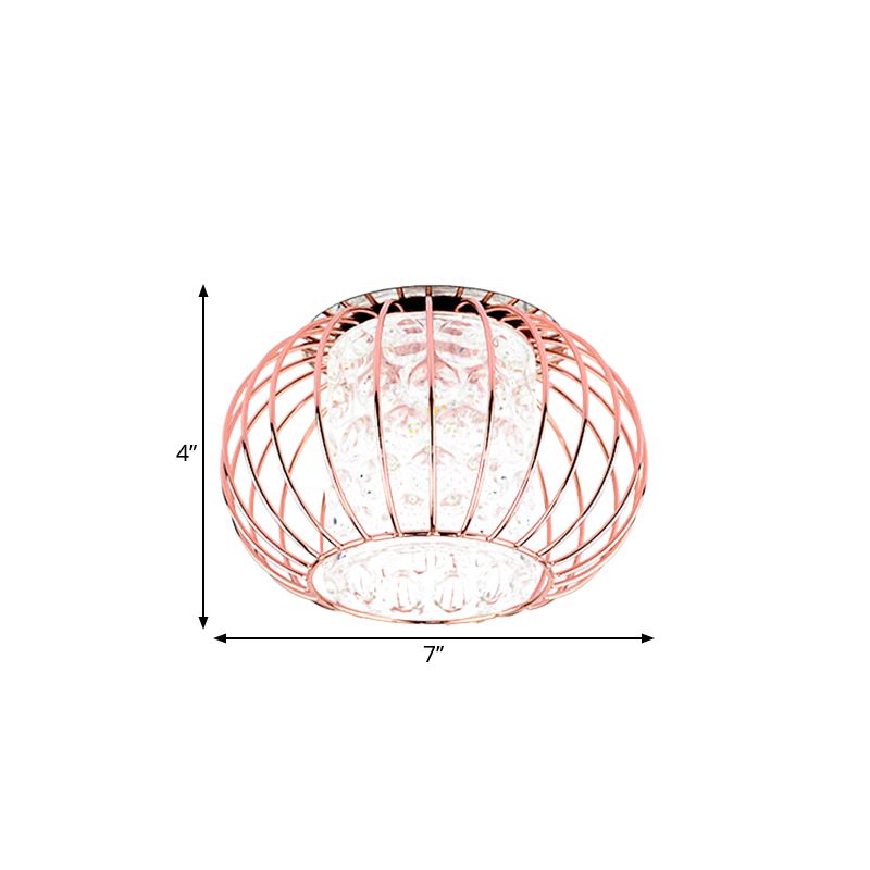 Gold Ball Cage Flushmount Modern LED Soffitto Flush con Cilindro Interno Ombra di Cristallo in Luce Calda/Bianca