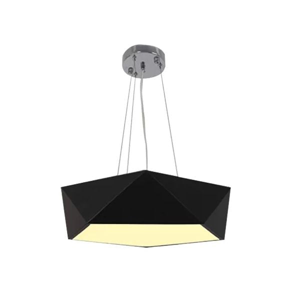 Pentagon Pendant Lighting Contemporary Metal 16.5"/20.5"/24.5" Wide Led White/Black/Yellow Ceiling Lamp Fixture with White Acrylic Diffuser
