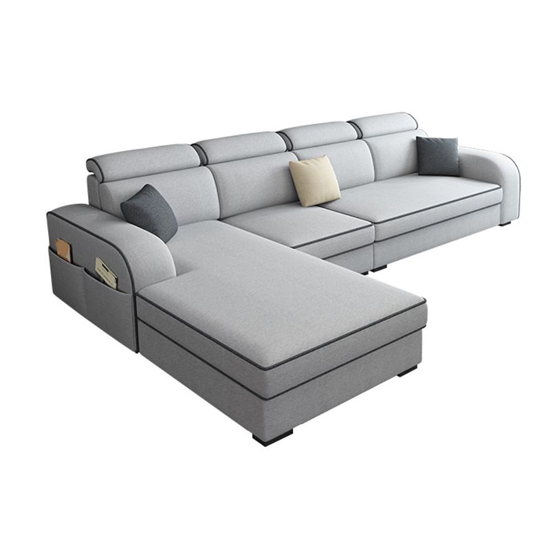 Square Arm Sectional Sofa with Storage Adjustable Sectionalfor 4 People