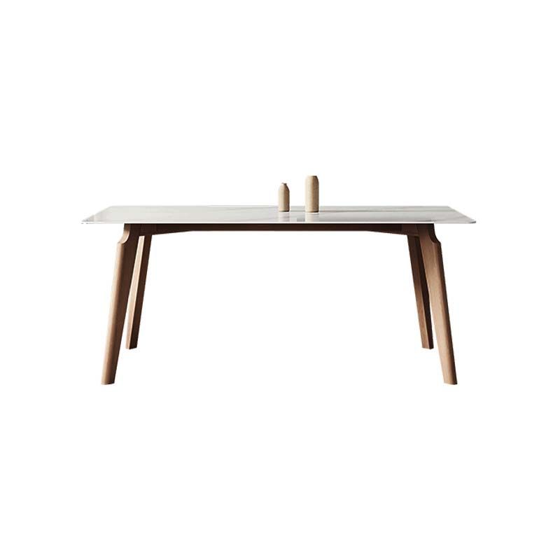 Modern Dining Sintered Stone Table Dining Rectangle Table with Wood Legs for Home