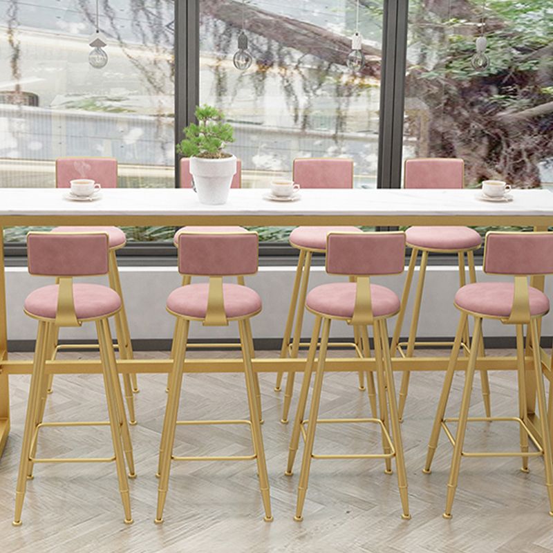 Scandinavian Upholstered Counter Stool Round Bar-height Bar Stool for Indoor
