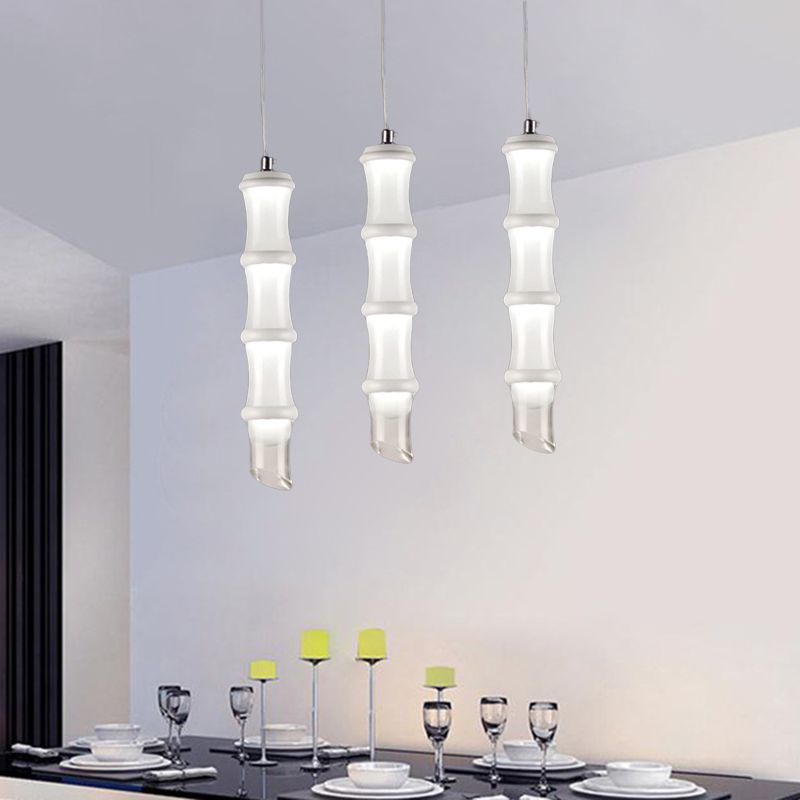Pendulum a pendolo a palo di bambù acrilico moderno a soffitto a LED bianco in luce calda/bianca