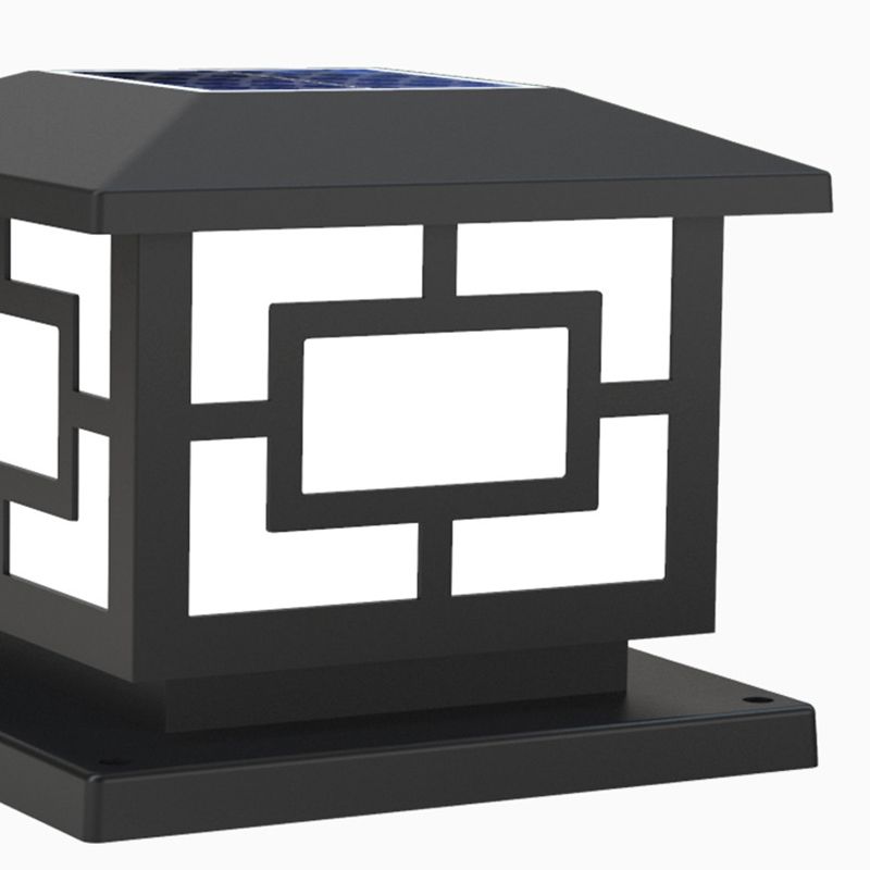 LED Contemporary Metal Pillar Lamp Square Shape Outdoor Waterproof Light