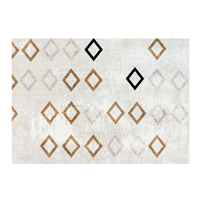 Brown Modern Area Rug Geometric Pattern Polyester Area Carpet Stain Resistant Rug for Living Room