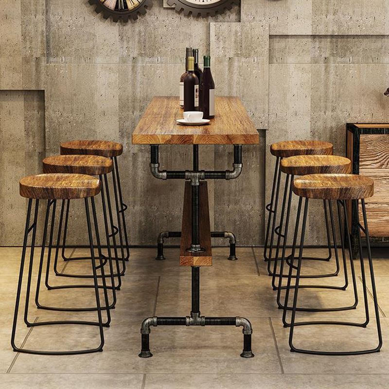 1/4/7 Pieces Counter Height Pub Set Industrial Wood Counter Set