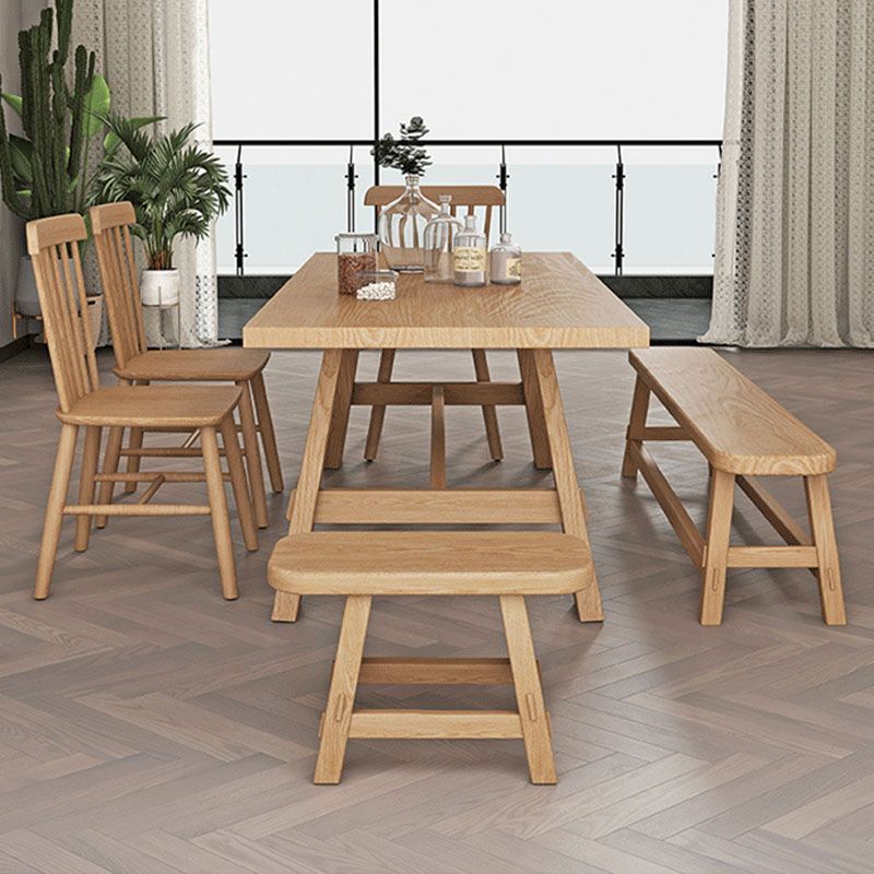 Rectangle Dining Table Contemporary Style Solid Wood Dinner Table for  Kitchen Home
