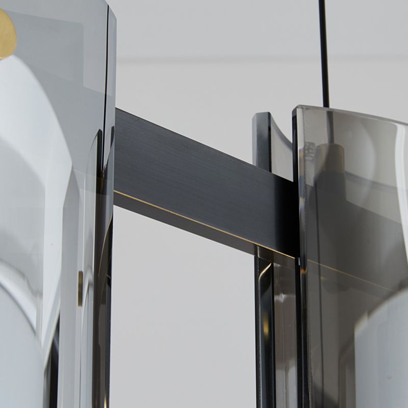 Modern Style Linear Shape Island Lights Glass Island Lighting in Black