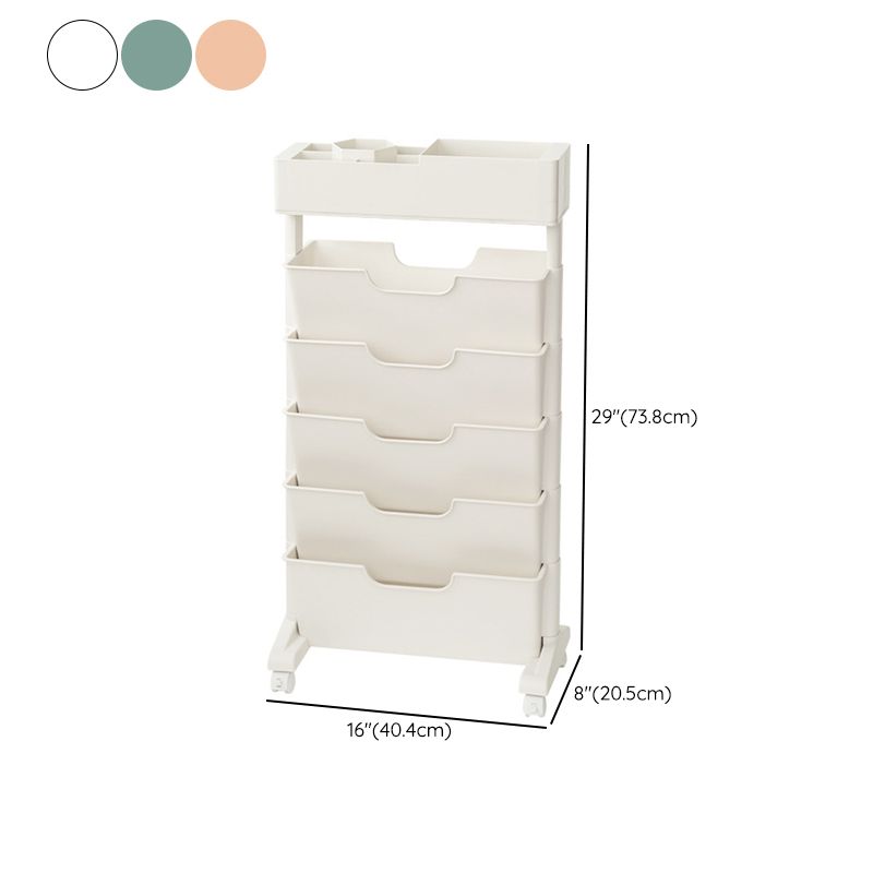 Contemporary Plastic Bookshelf Standard Closed Back Bookcase with Shelves