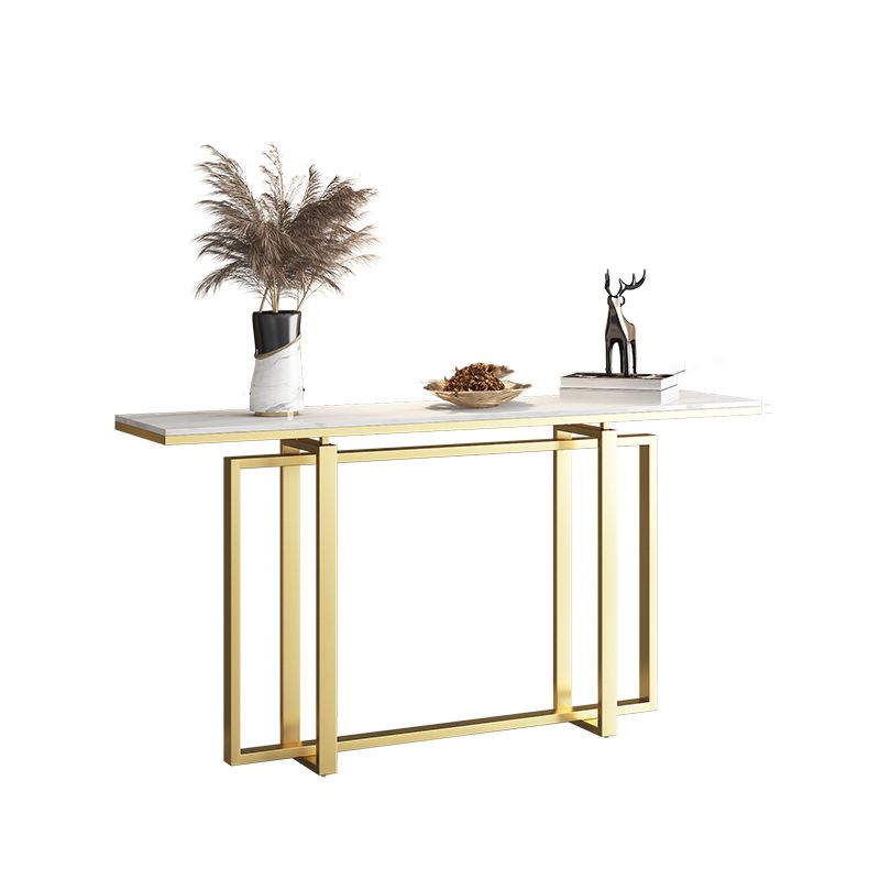 Glam Marble/metal Rectangle Frame Scratch Resistant Console Table for Hall