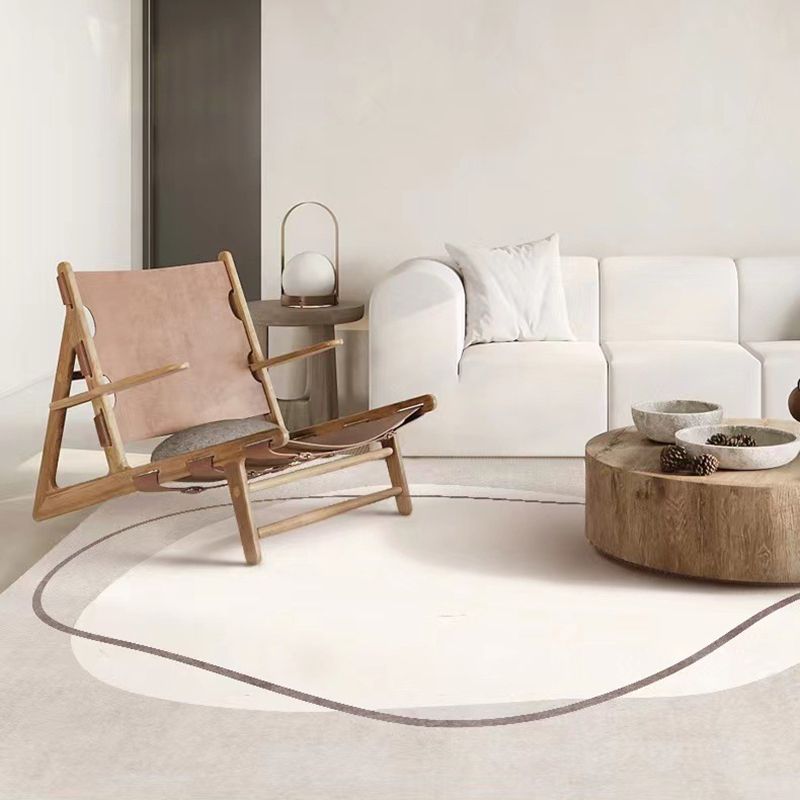 White Color Block Rug Polyester Modern Rug Stain Resistant Rug for Drawing Room