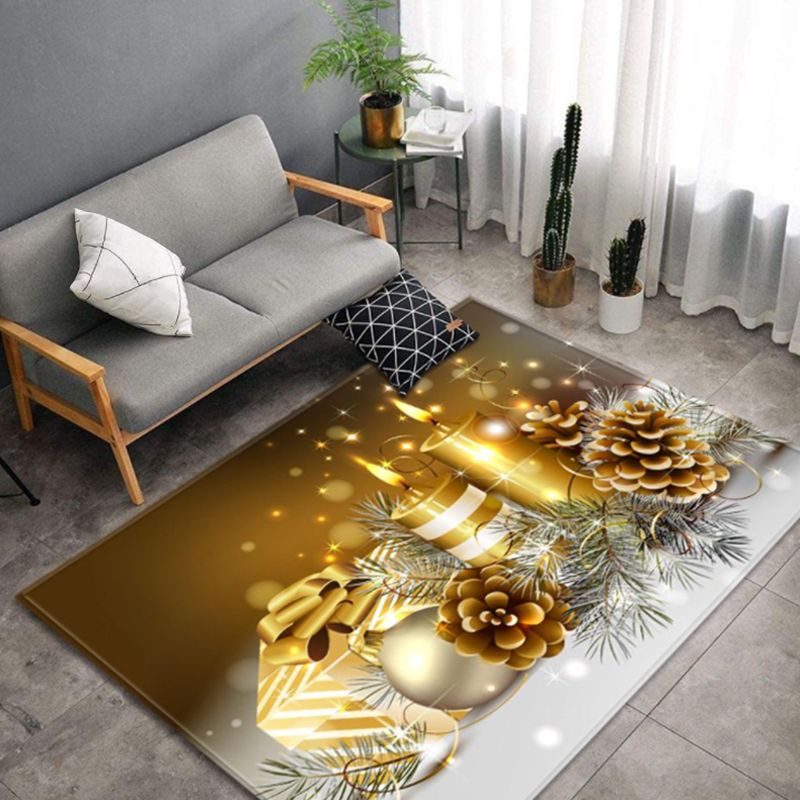 Light Blue Casual Carpet Polyester Santa Claus Carpet Non-Slip Backing Carpet for Home Decor