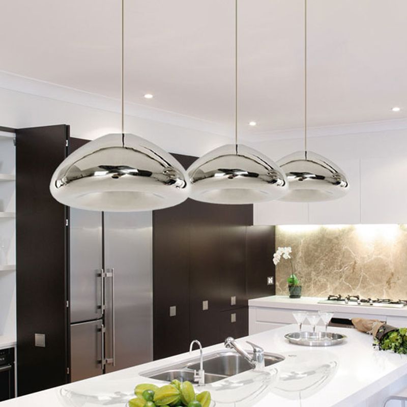 7 "/12" W doppelwalzige Anhängerbeleuchtung postmoderne Silber/Gold/Bronze -Glas 1 Glühbirne Schwarz Deckenhängung Lampe über Tisch