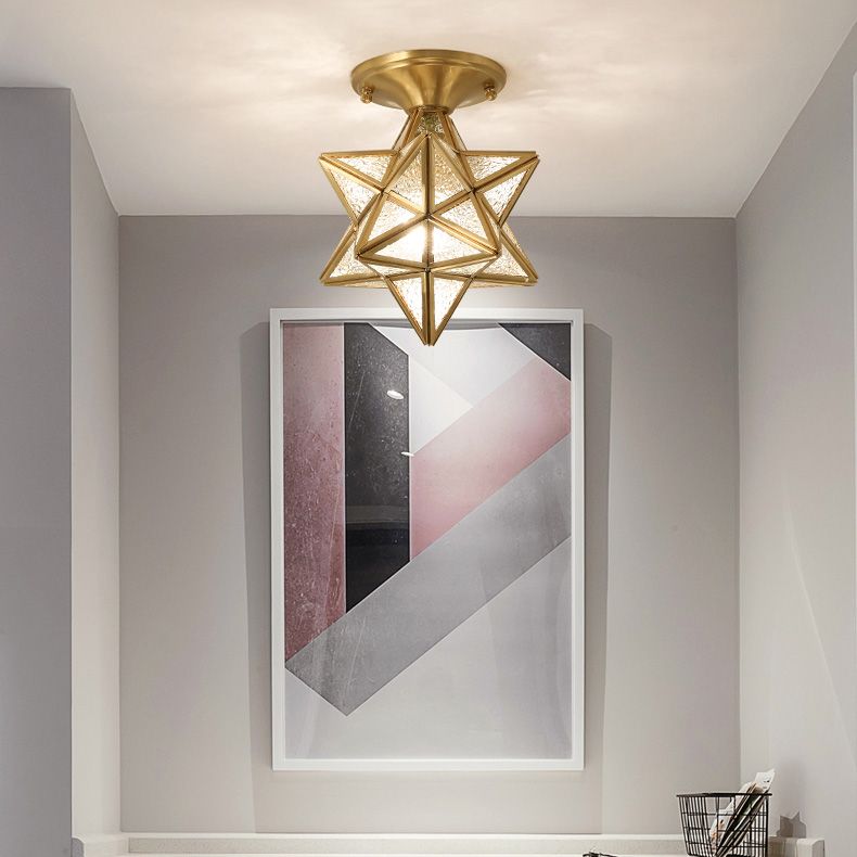 Star Shape Glass Ceiling Light Vintage Aisle Semi Mount Ceiling Lighting