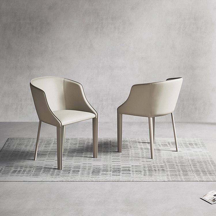 Chaise de salle à manger contemporaine en métal et cuir, chaise à dossier solide avec bras