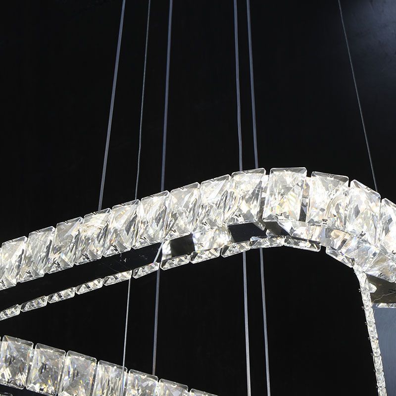 Lámpara colgante de LED minimalista de lámpara de araña de triángulo de cristal en níquel