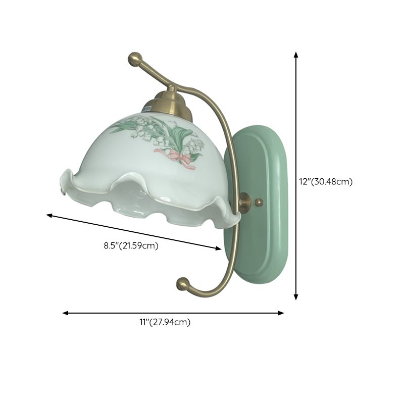 Nordic Style Wall Light Dome Shape Wall Lamp with Wooden Base for Bedroom