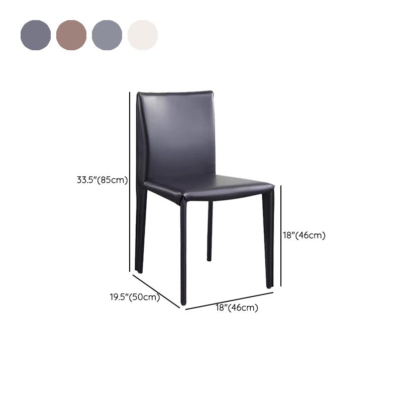 Modern Simple Side Chair Faux Leather Armless Dining Chair for Bedroom