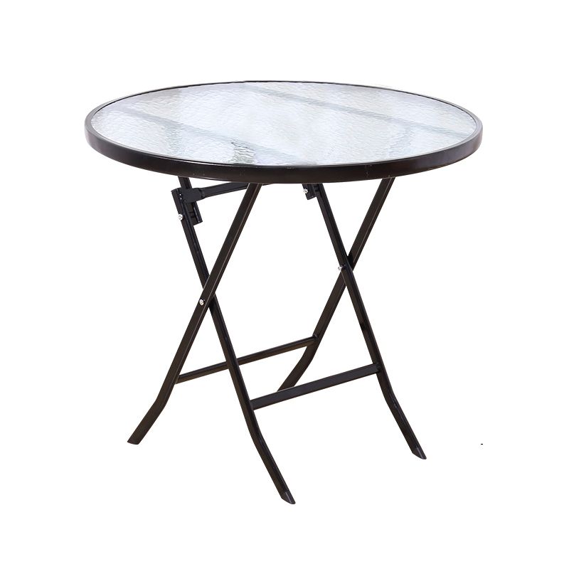 Modern Style Glass Dining Room Dinner Kitchen Table Round Table with Black Frame