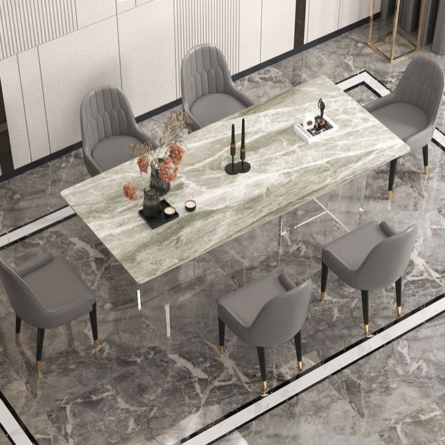 Stone Top Dining Table Traditional Luxury Table with Double Pedestal Base