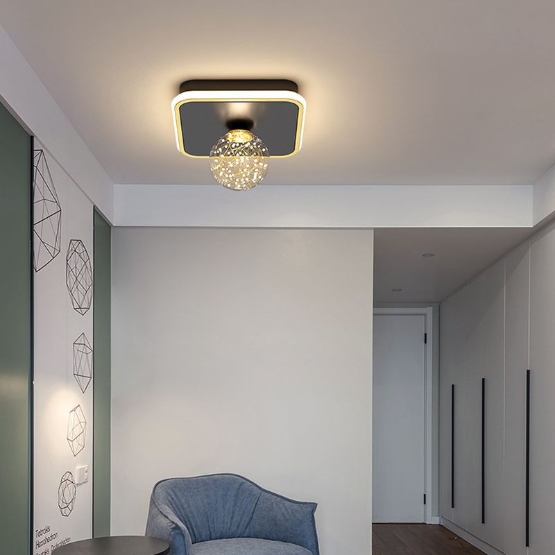 Clear Glass Globe Flush Mount Light LED Light Creative Bedroom Lighting Fixture