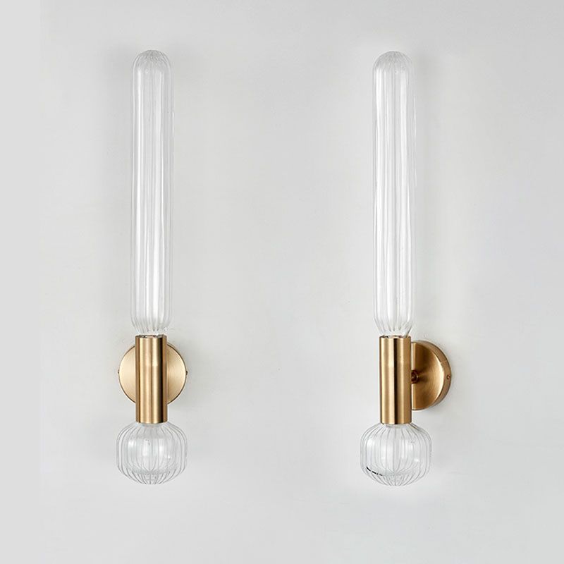 Contemporary Gold Glass Wall Mounted Lighting 1-Light Wall Sconce for Living Room