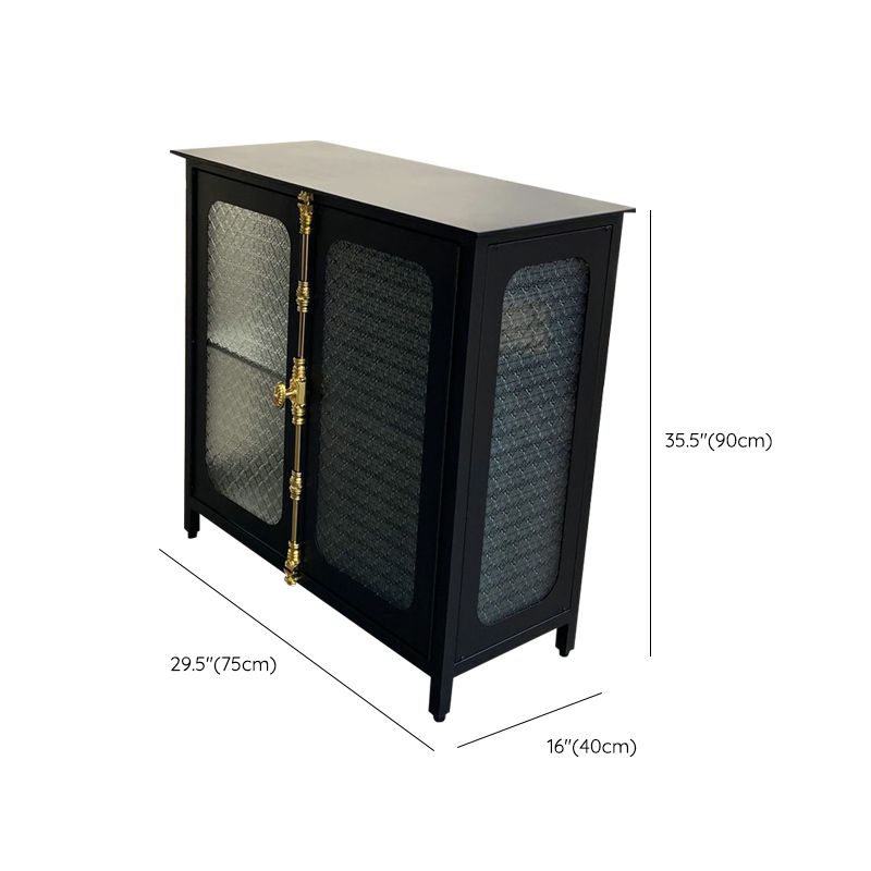 Contemporary Display Stand Metal Glass Doors Curio Cabinet with Doors