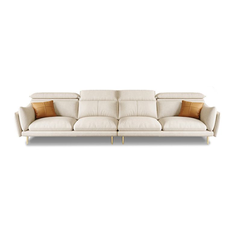 Cream Faux Leather Sofa/Sectional with Storage Bag Adjustable Sofa for Living Room