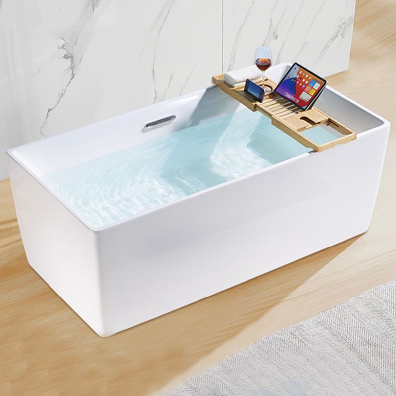 Freestanding Acrylic Bathtub Oval Soaking Tub  with Slotted Overflow & Pop-up Drain