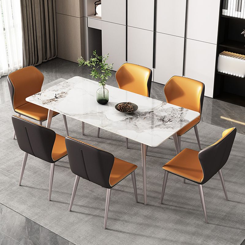 Modern 1/3/4/5/7 Pieces Dinette Set with White Sintered Stone Rectangle Dining Table Set