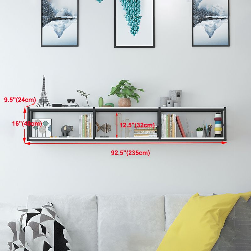 Industrial Wall Unit Bookshelf Black Steel Frame Natural Manufactured Wood Shelf Bookshelf