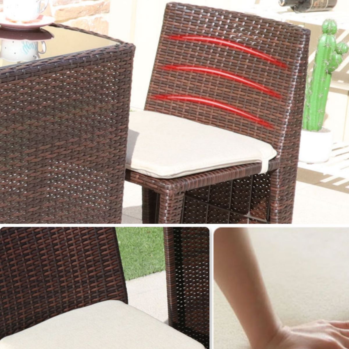 Modern Style Bistro Table Set Metal 3 Pieces Bistro Table Set